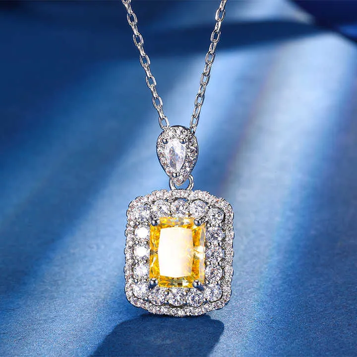 مجموعة مجوهرات أنيقة من الزركونيوم - Elegant Shining Yellow Square Crushed