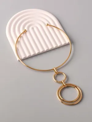 121524 Gold Hoop Pendant Collar Necklace