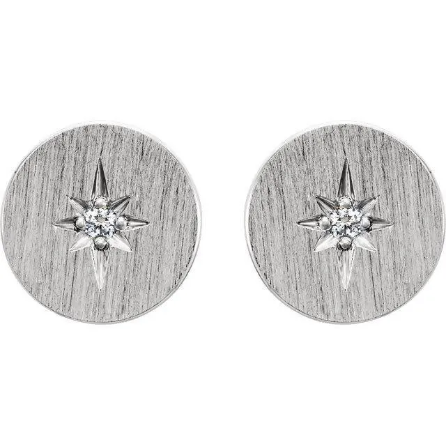 14k Gold Disc and Diamond Starburst Earrings