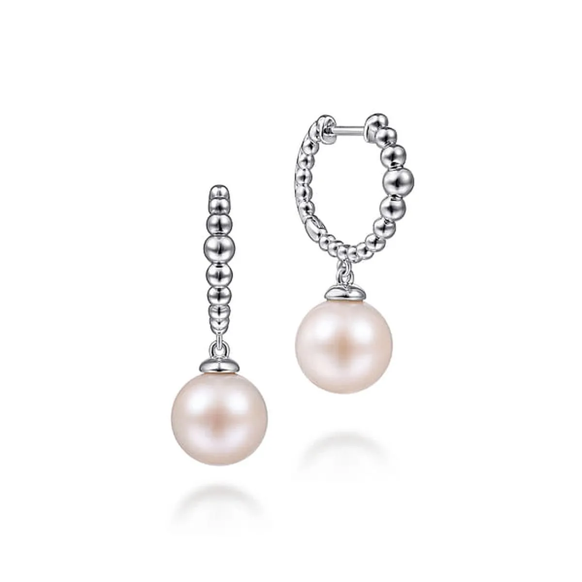 925 Sterling Silver Bujukan Pearls Drop Huggie Earrings