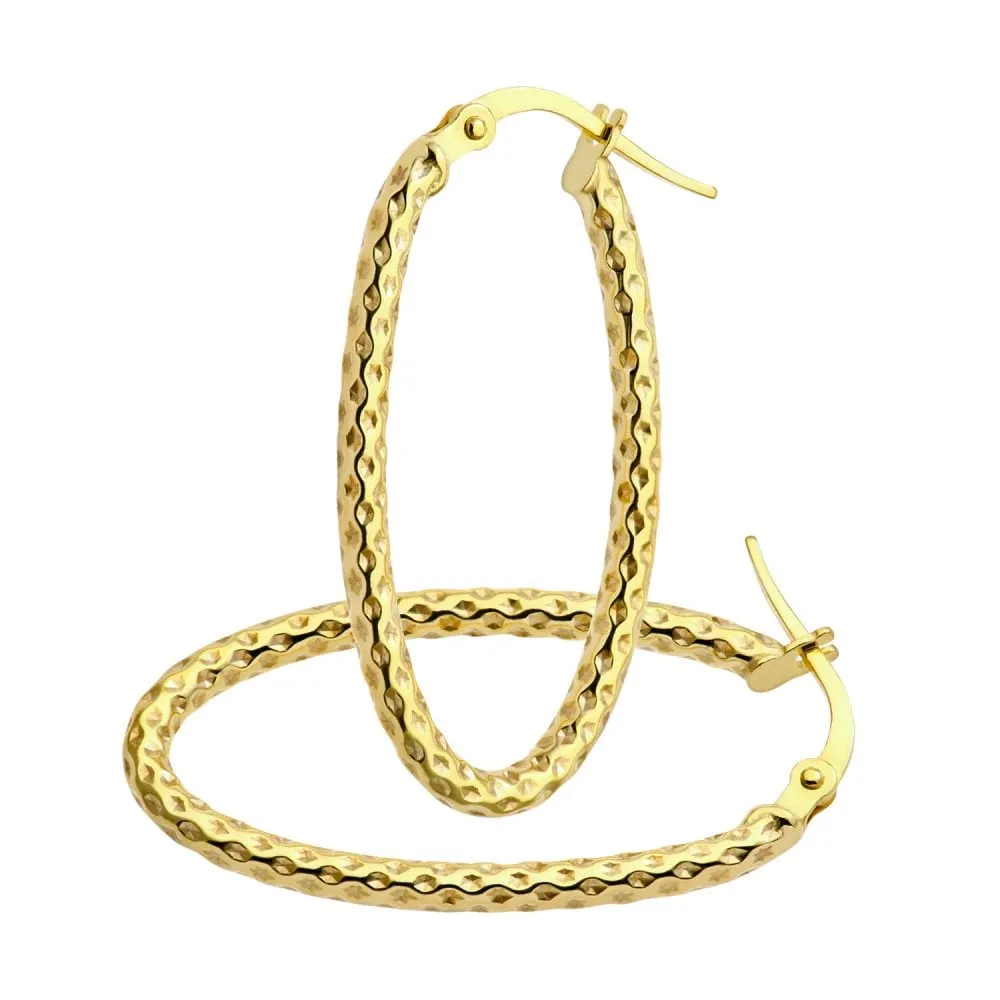 9ct Yellow Gold Beaded Hoop Earrings