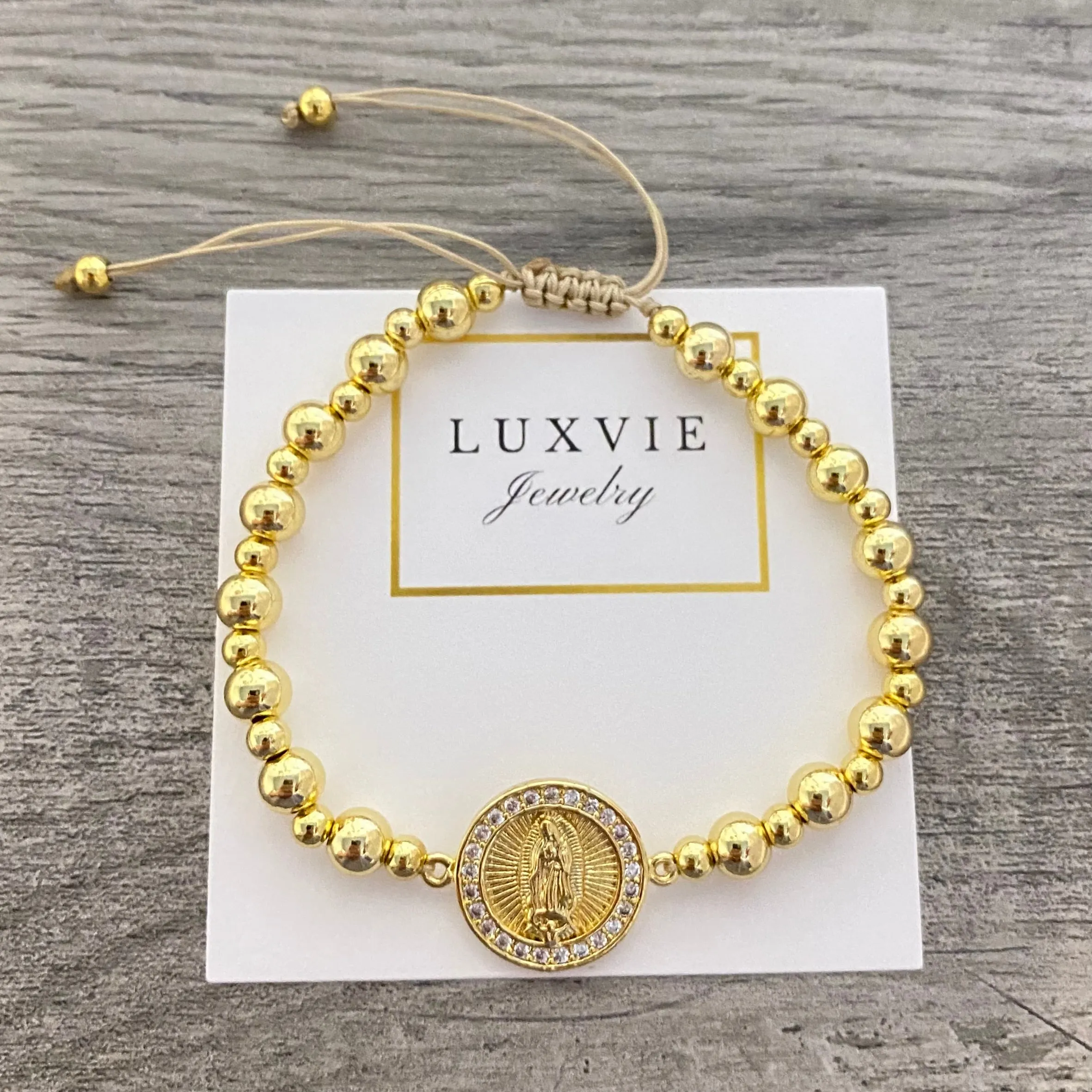 Adjustable Golden Virgencita Bracelet 013