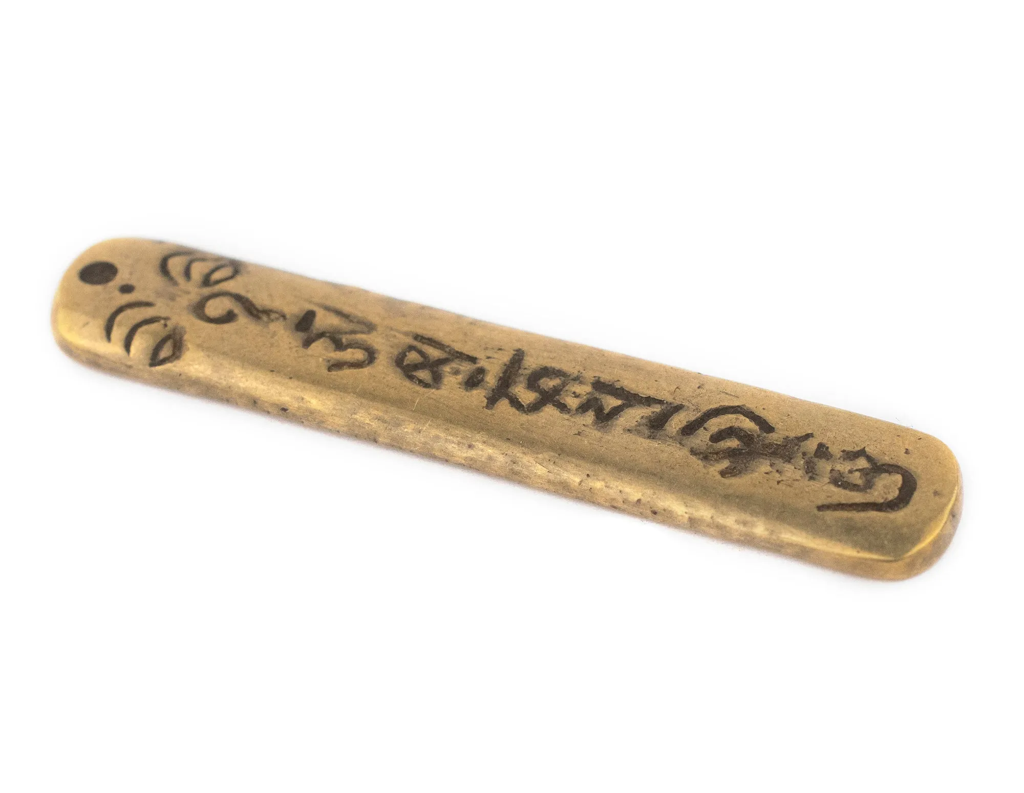Antiqued Brass Om Mani Padme Hum Pendant (58x20mm)