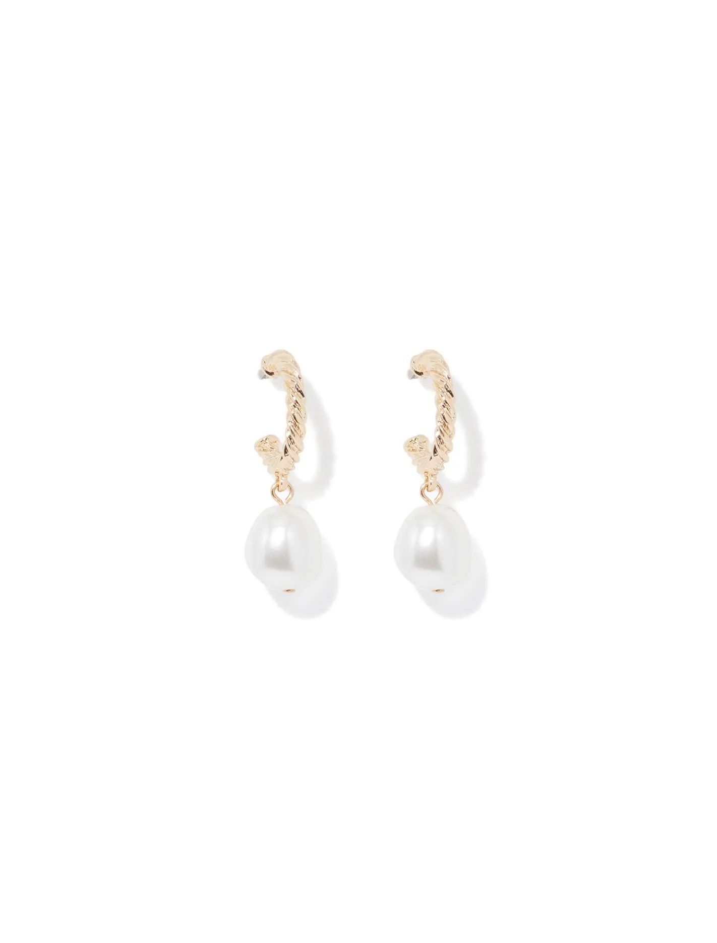 Avery Metal Pearl Hoop Earrings