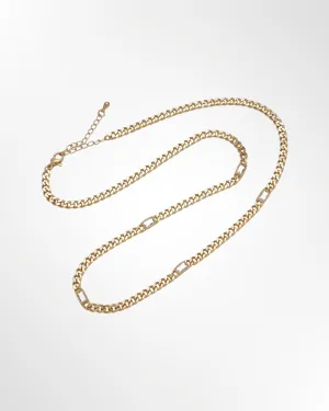 Baguette CZ Curb Necklace
