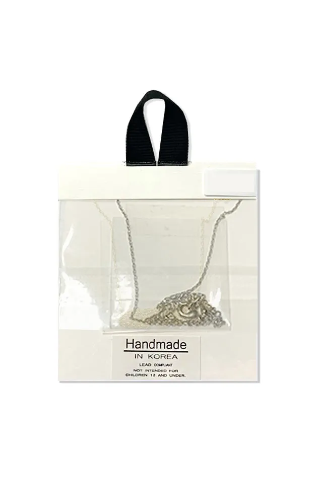 BJNA028RH Rhodium "Star with Moon" Pendant Necklace