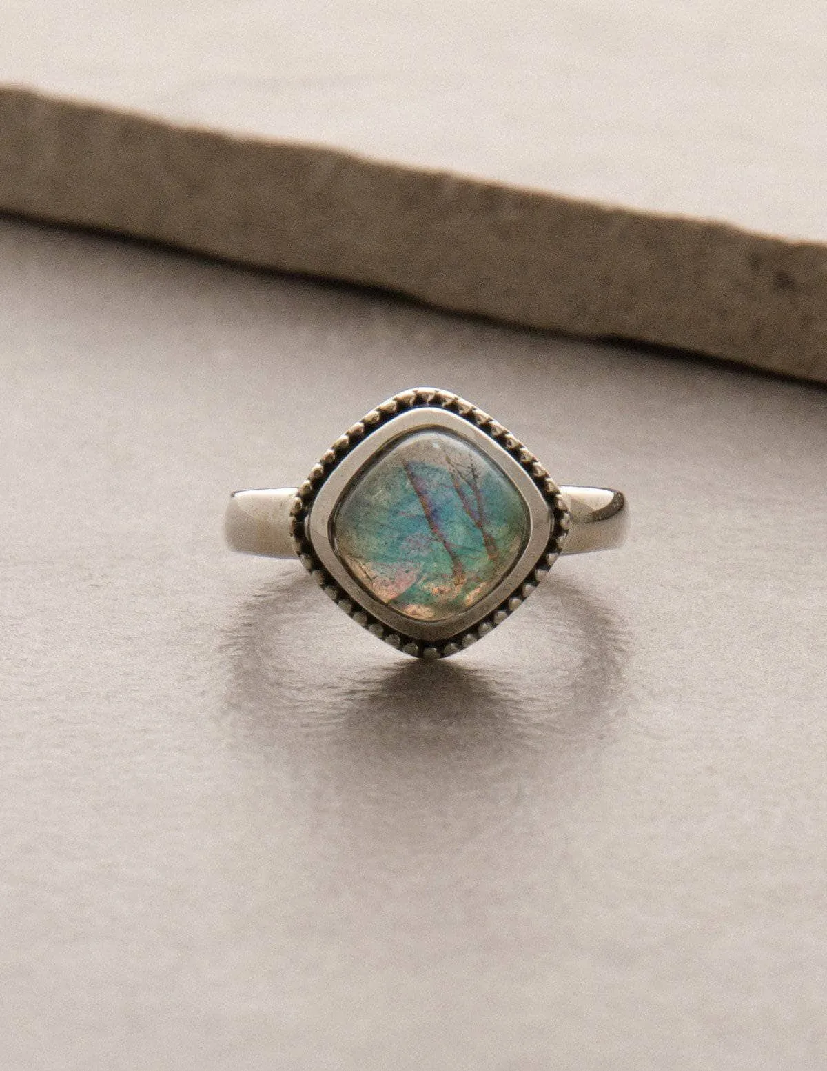 Blue Fire Labradorite Ring - Size 7
