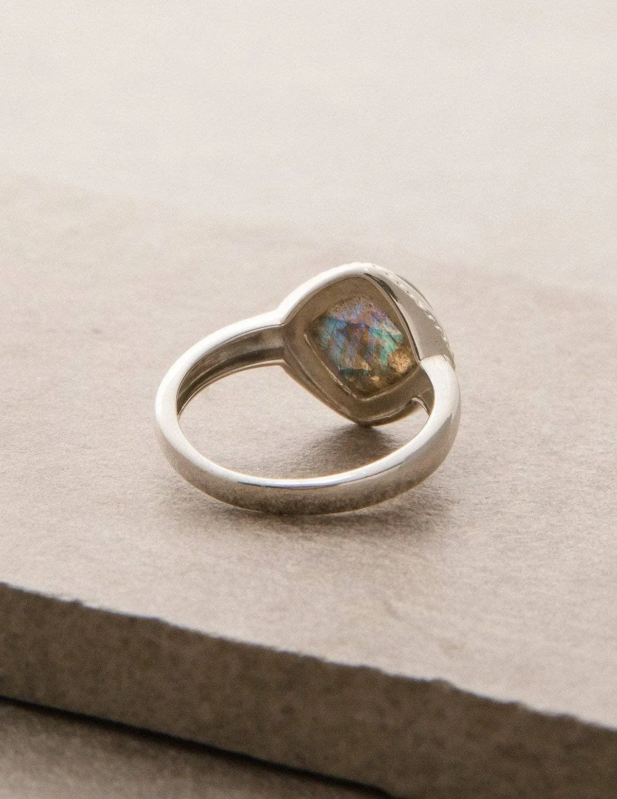 Blue Fire Labradorite Ring - Size 7