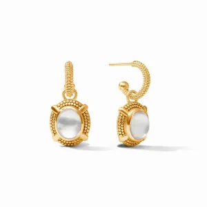 Cabochon Hoop & Charm Earring - Iridescent Clear Crystal