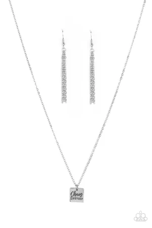 Chaos Coordinator Silver Inspirational Necklace - Paparazzi Accessories