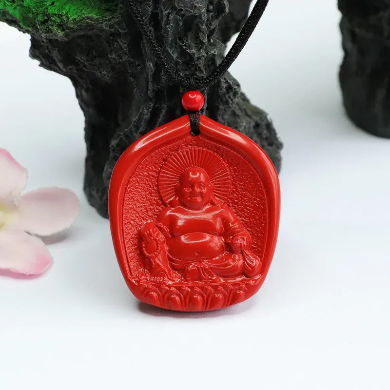 Cinnabar Pendant Maitreya Buddha Red Sand Buddha Pendant Jewelry