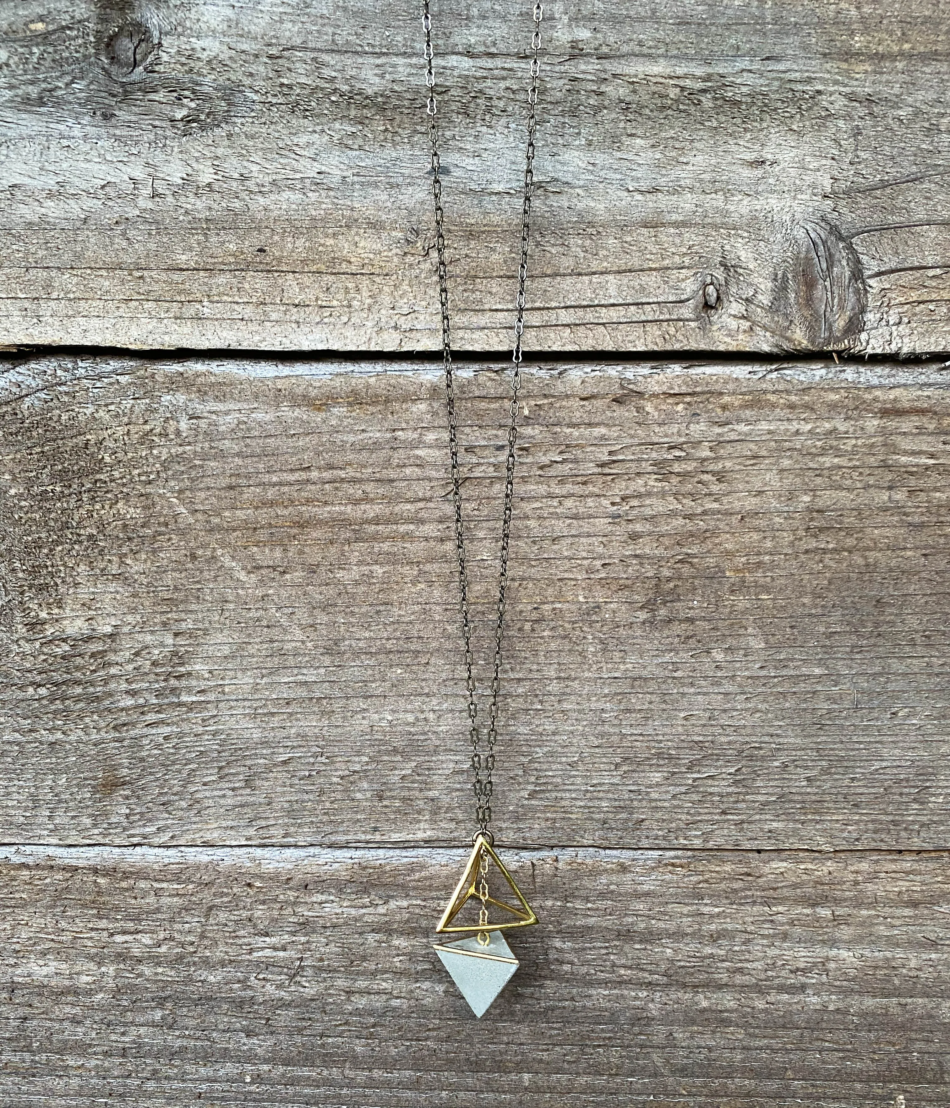 Concrete Geometric Pyramid Necklace