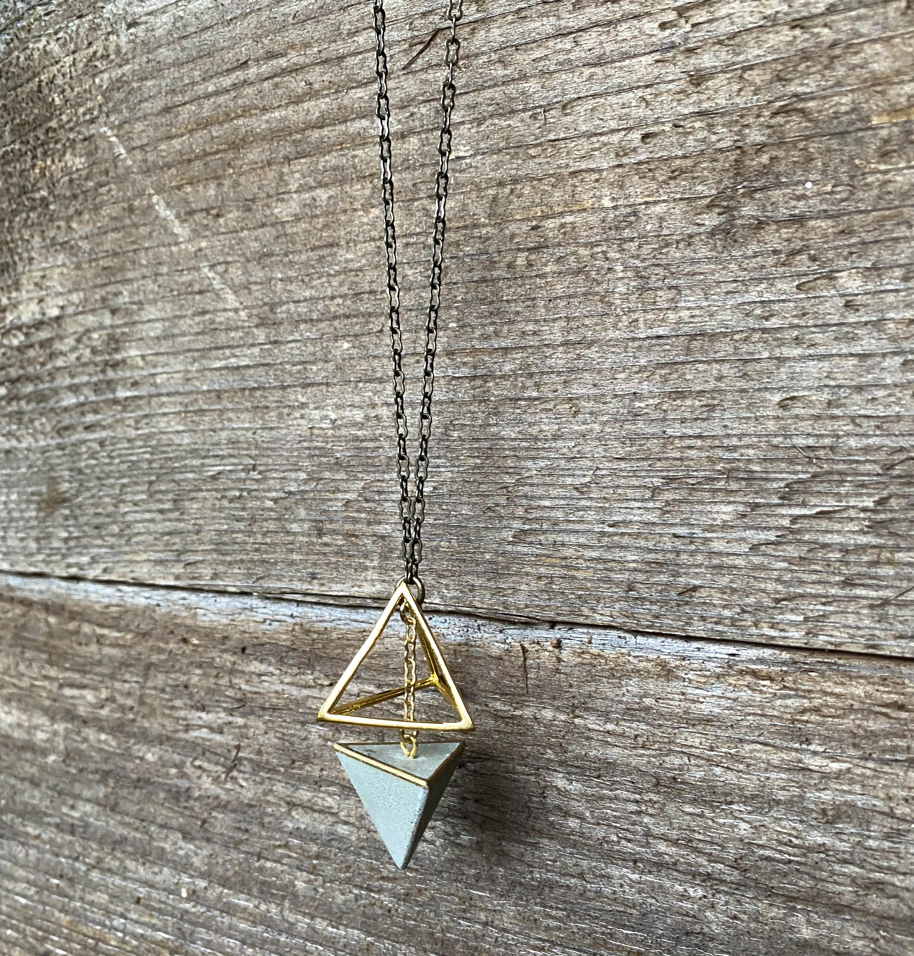 Concrete Geometric Pyramid Necklace