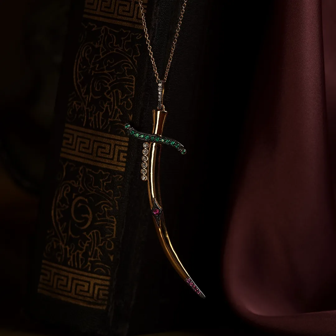 Dagger Gold Pendant Necklace