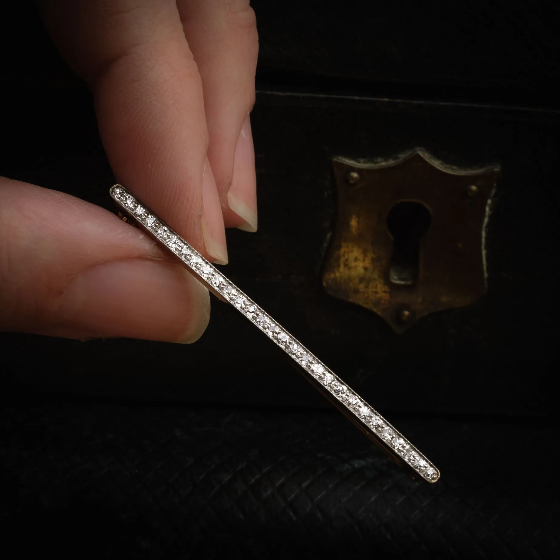 Extravagantly Fine Art Deco Diamond Bar Pin