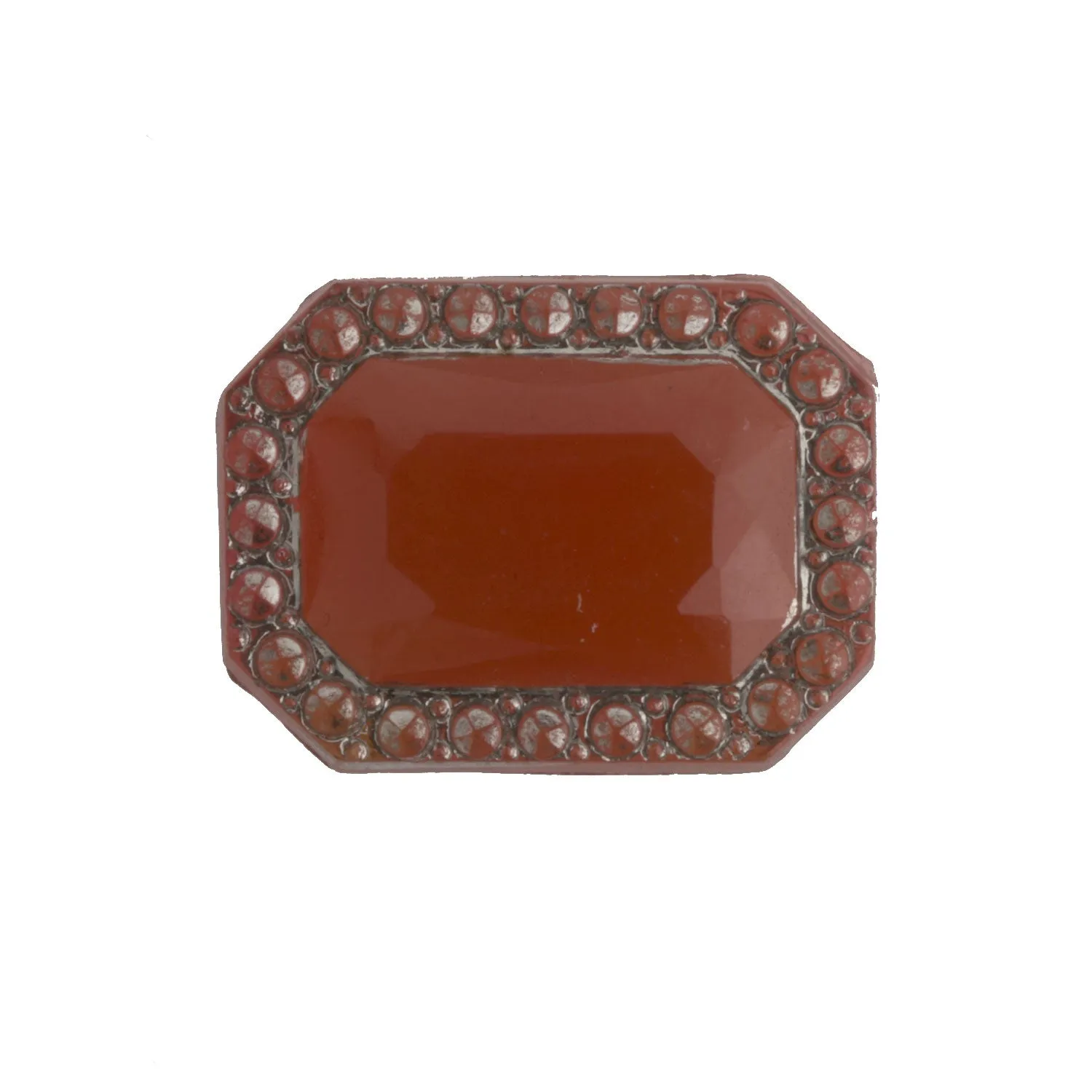 Framed Octagonal Carnelian-Glass Cabochon, Art Deco, 1920s. Pkg 1. b5-528-5