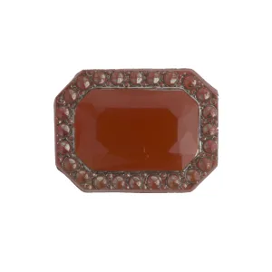 Framed Octagonal Carnelian-Glass Cabochon, Art Deco, 1920s. Pkg 1. b5-528-5