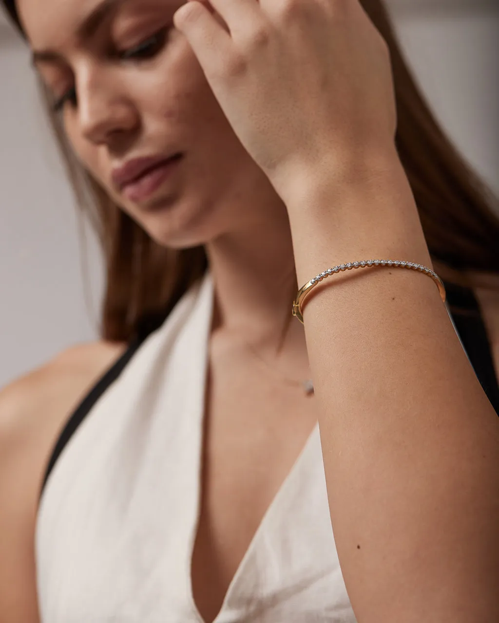 Half Eternity Diamond Oval Bracelet