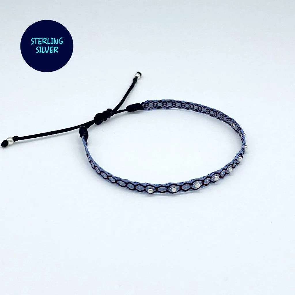 Handmade Silver Purnama Bracelet 24 (Grey/Red)