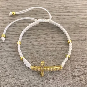 Handmade White Cross Bracelet