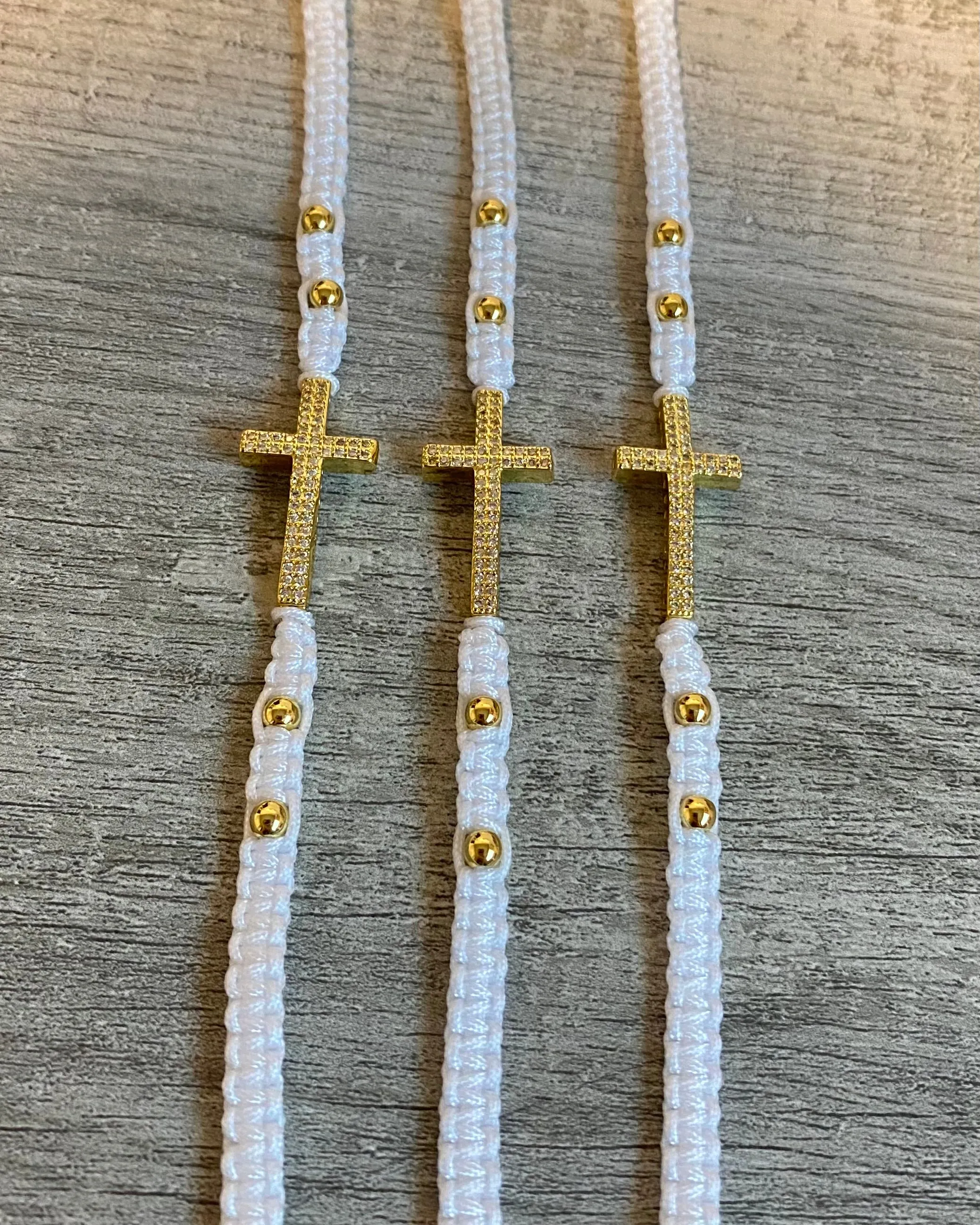 Handmade White Cross Bracelet