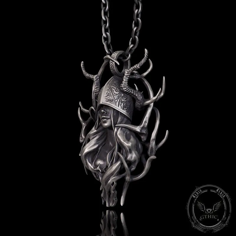 Horned Armor Witch Sterling Silver Pendant