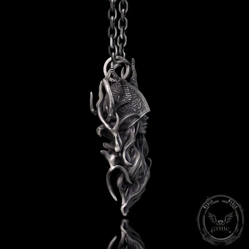 Horned Armor Witch Sterling Silver Pendant
