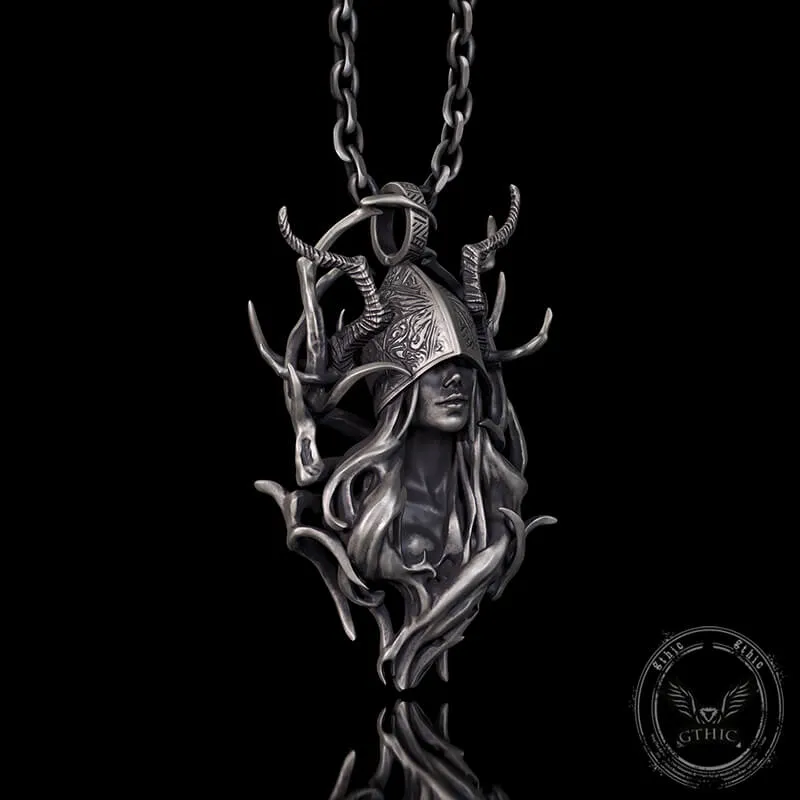 Horned Armor Witch Sterling Silver Pendant