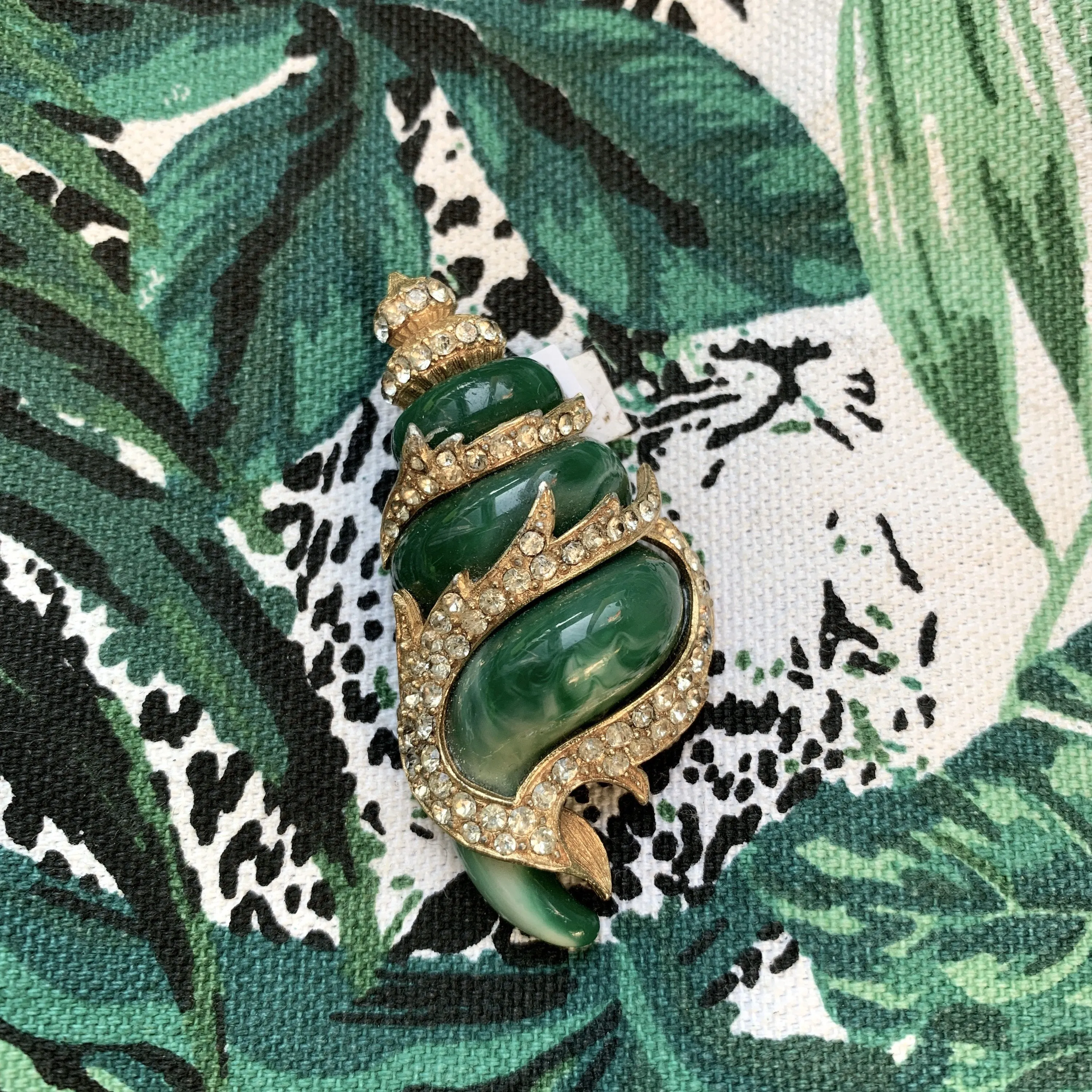 Kenneth Jay Lane Green Shell Brooch