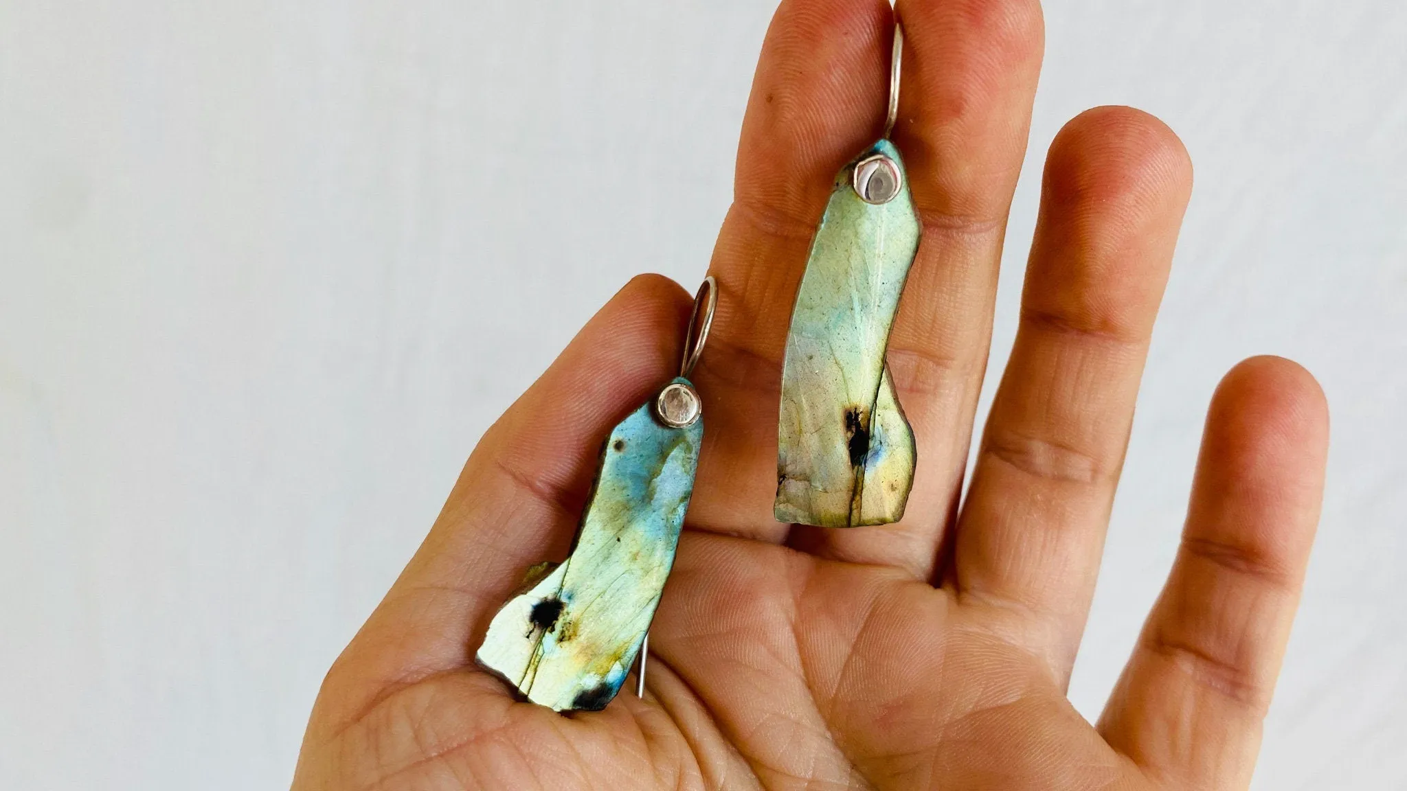 Labradorite Earrings. Sterling Silver.