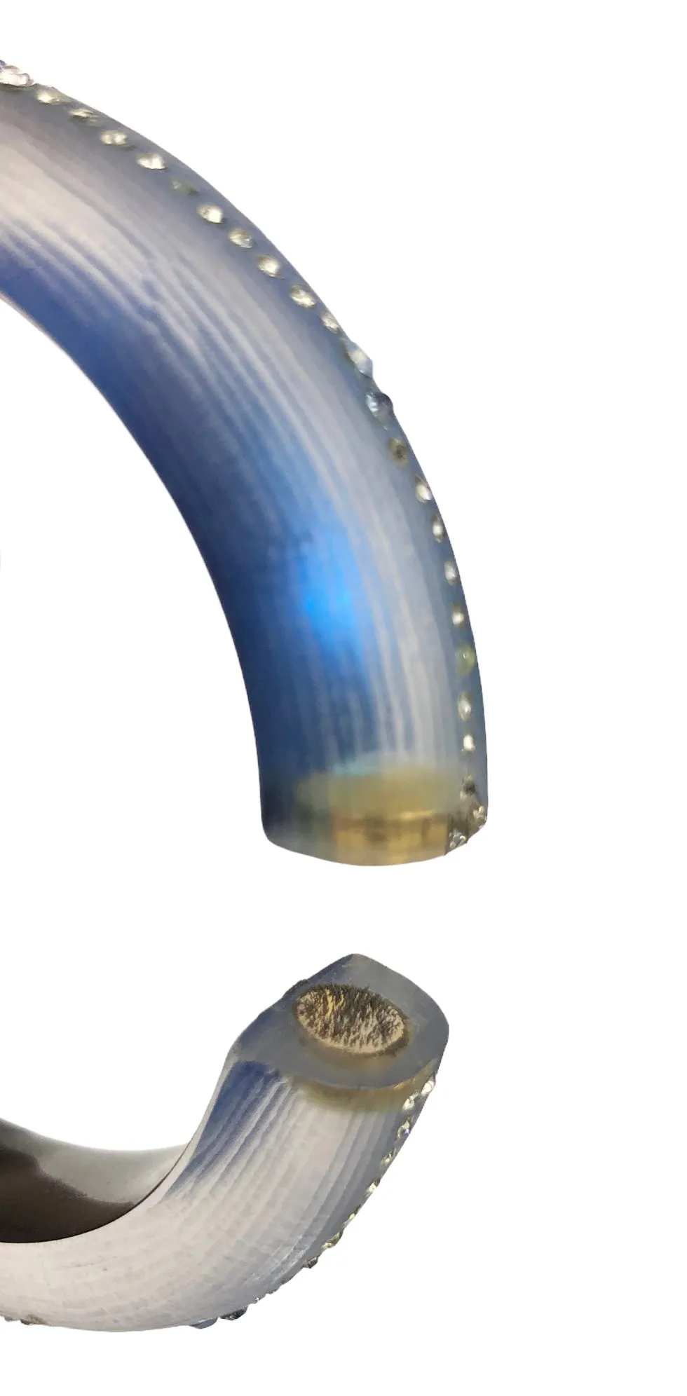 Lucite and Crystal Hinged Bangle Bracelet