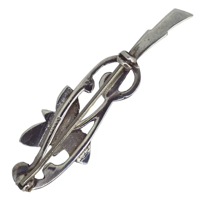 Marcasite Flower Bar Brooch