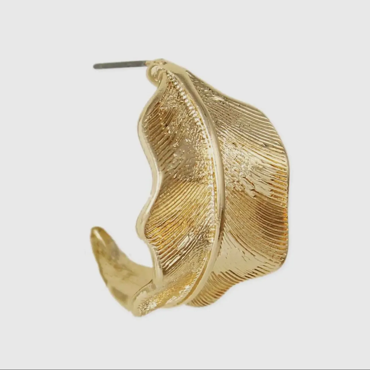 Modern Nature Leaf Hoop Earrings