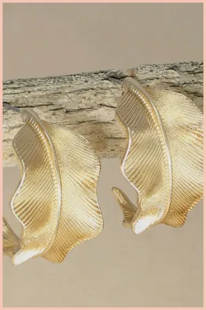 Modern Nature Leaf Hoop Earrings