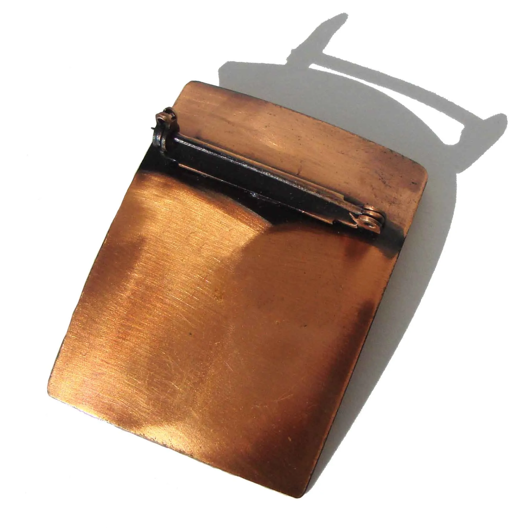 Modernist Asian Copper Brooch Abstract Novelty Pin