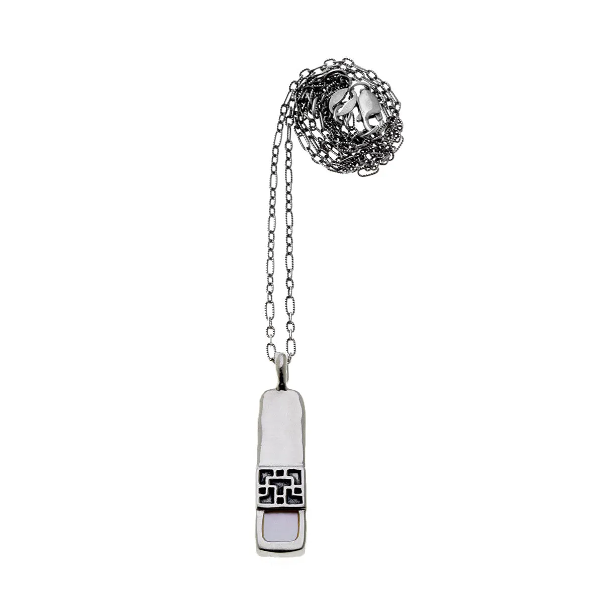 Mystical Pagoda Overlay Sterling Silver Necklace