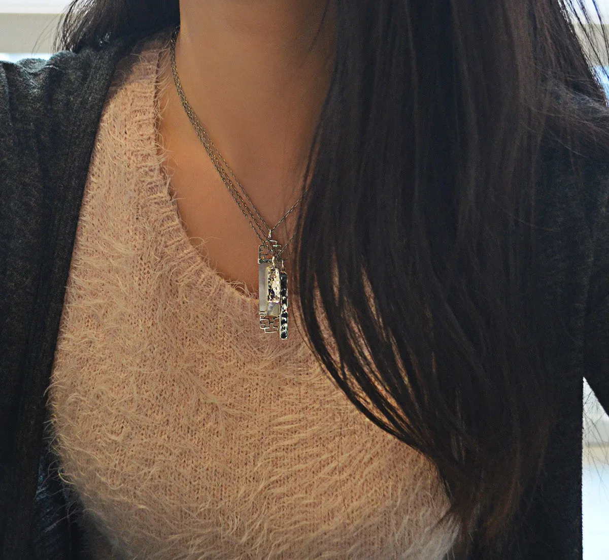 Mystical Pagoda Overlay Sterling Silver Necklace