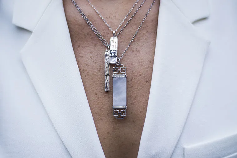 Mystical Pagoda Overlay Sterling Silver Necklace