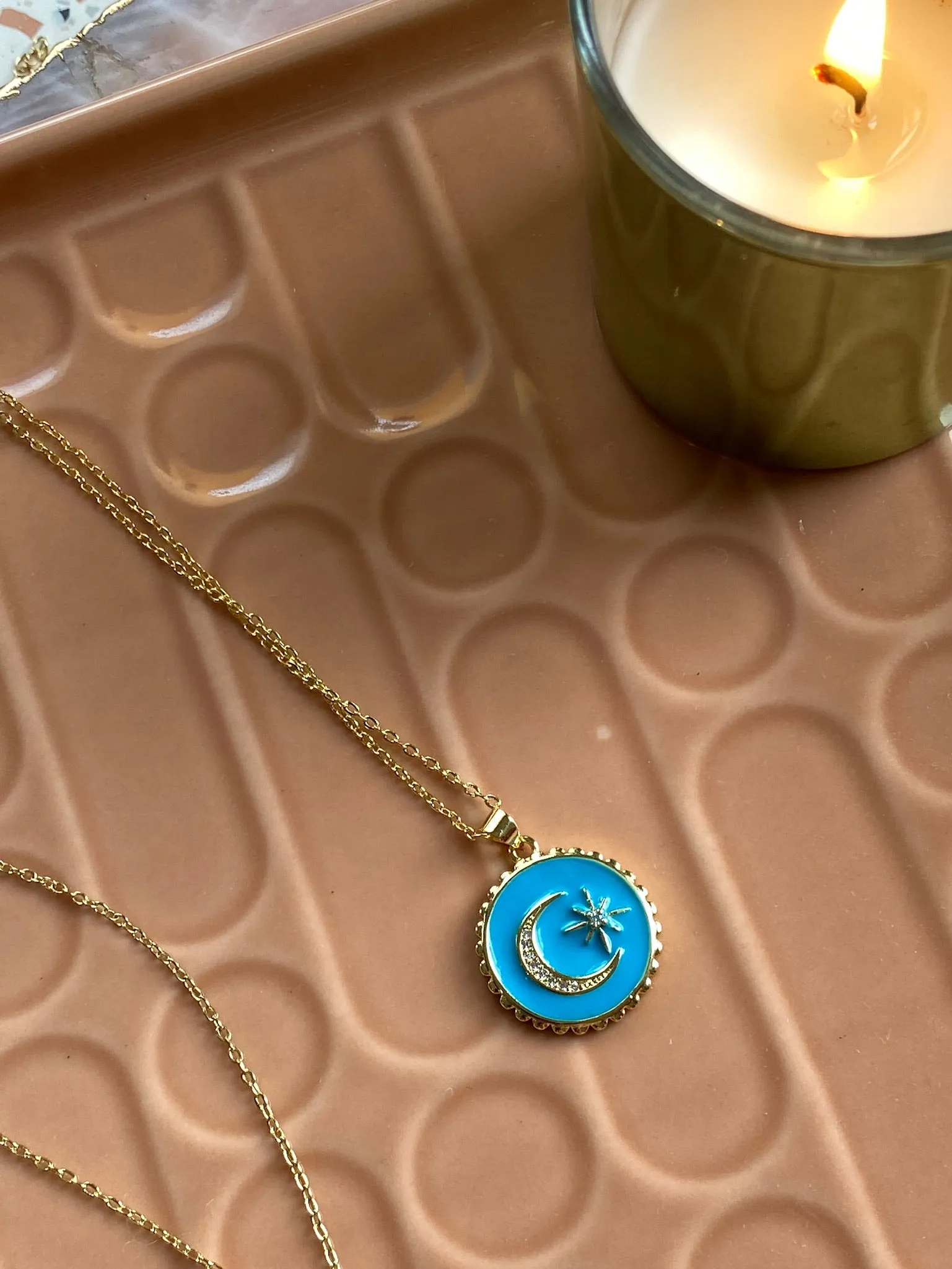 New York Lunar Pendant | Aqua