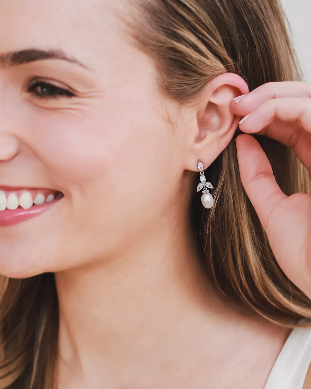 Olivia Freshwater Pearl & CZ Earrings