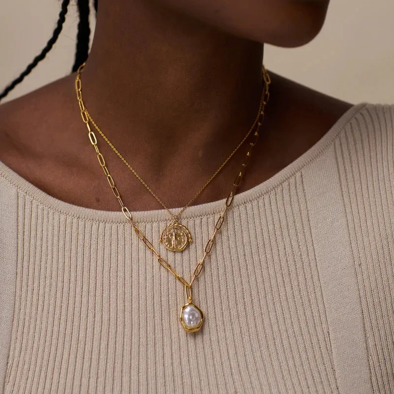 ORELIA - Molten Pearl Pendant Necklace