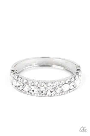 Paparazzi Mega Megawatt - White Hinge Bracelet - Life Of The Party - February 2022