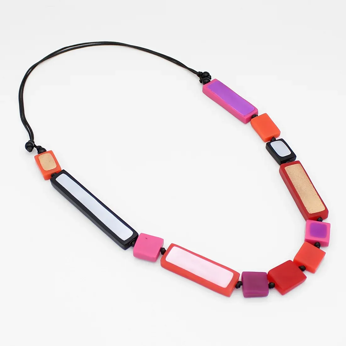 Pink Rectangle Statement Necklace