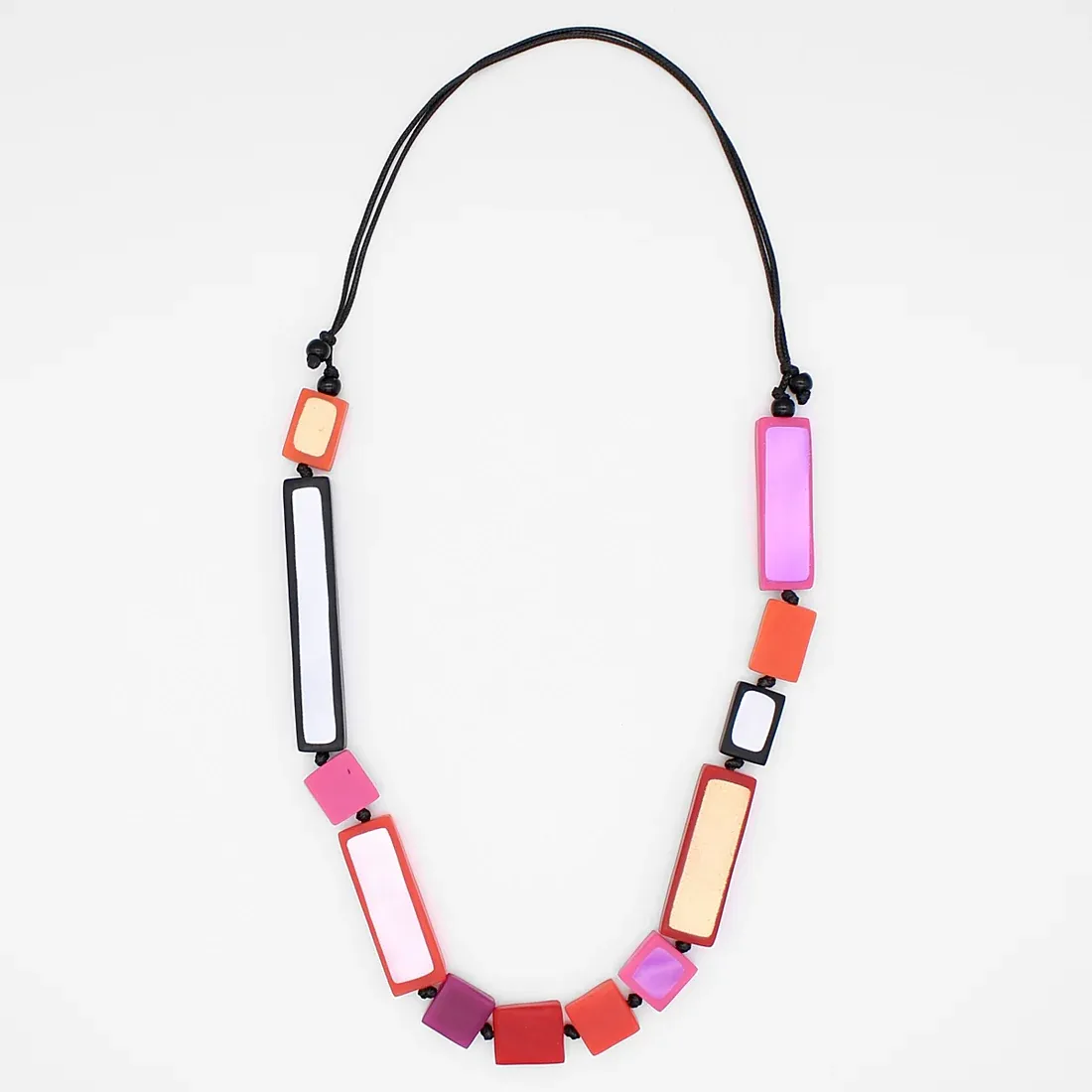 Pink Rectangle Statement Necklace