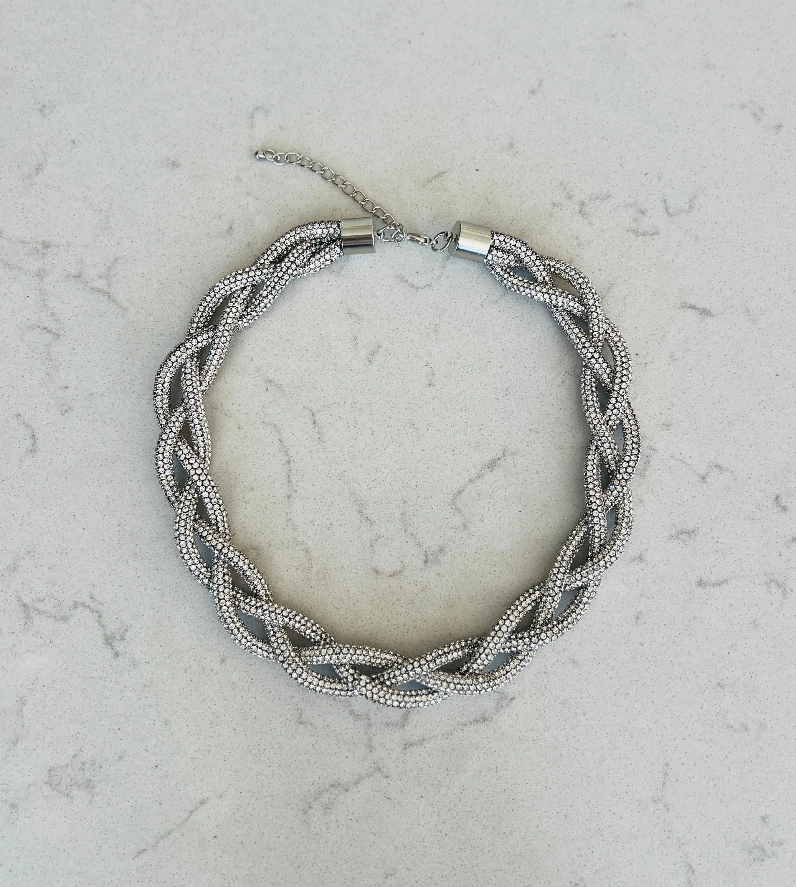 Plaited Diamante Collar