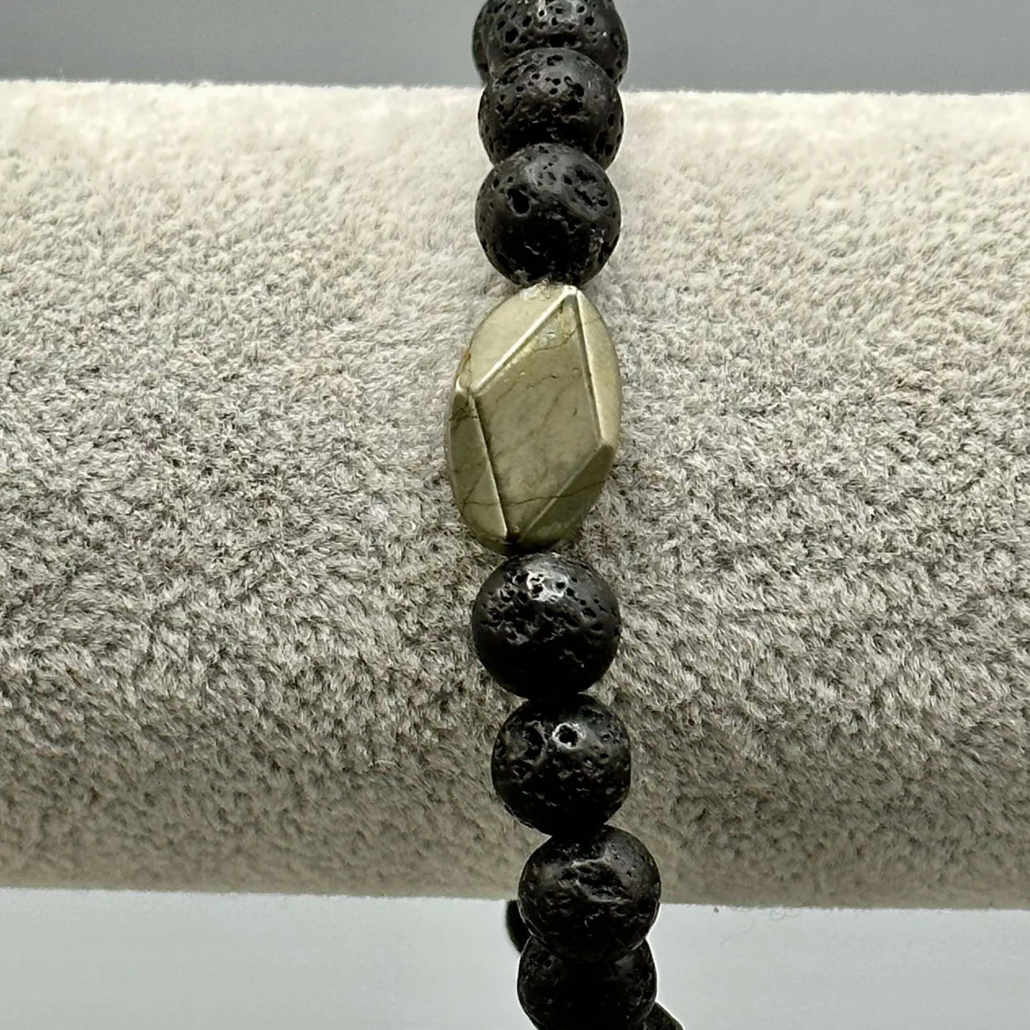 Pyrite and Lava Stone Bracelet