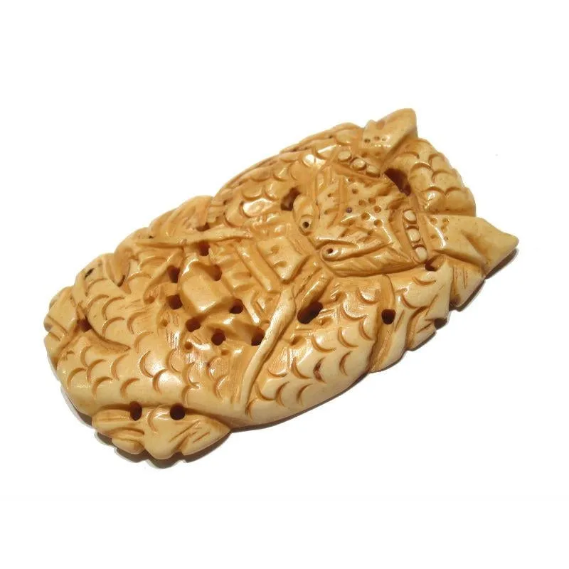 "Vigorous" Dragon Hand Carved Cow Bone Pendant