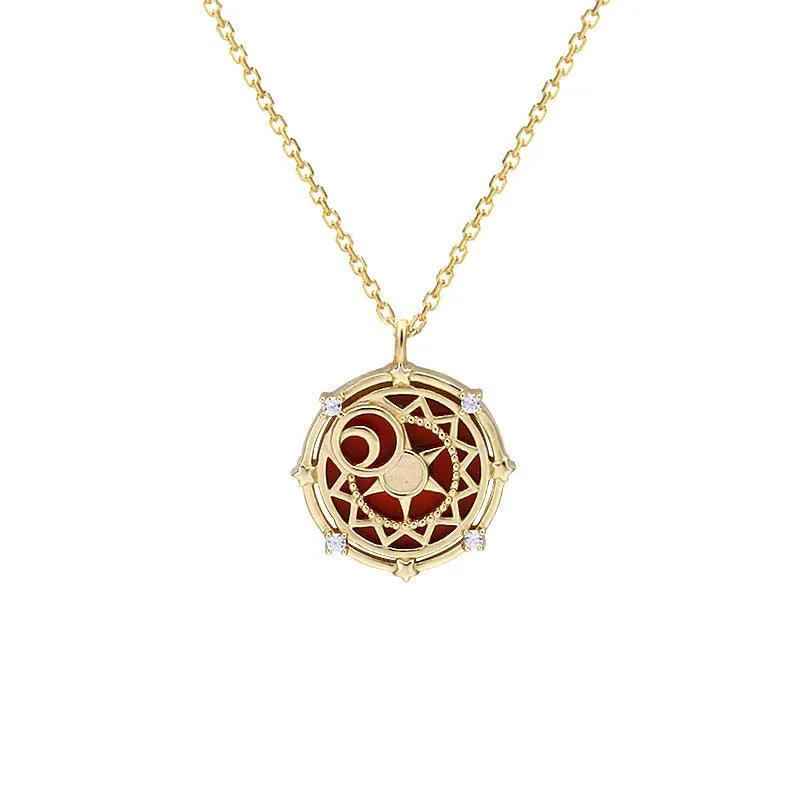 Red Agate Star Moon Collar Necklace