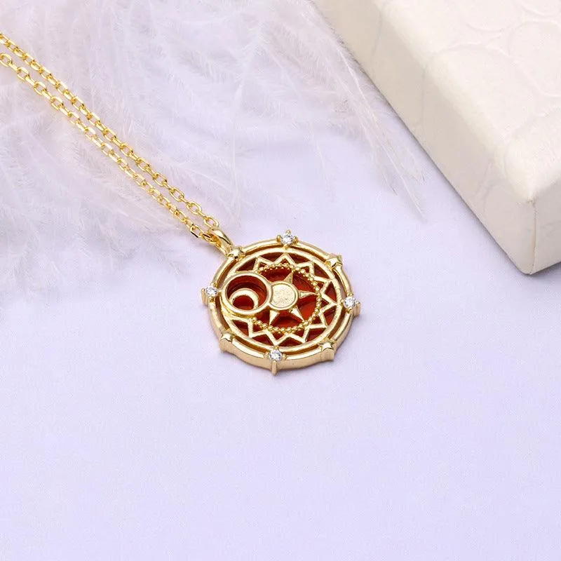 Red Agate Star Moon Collar Necklace