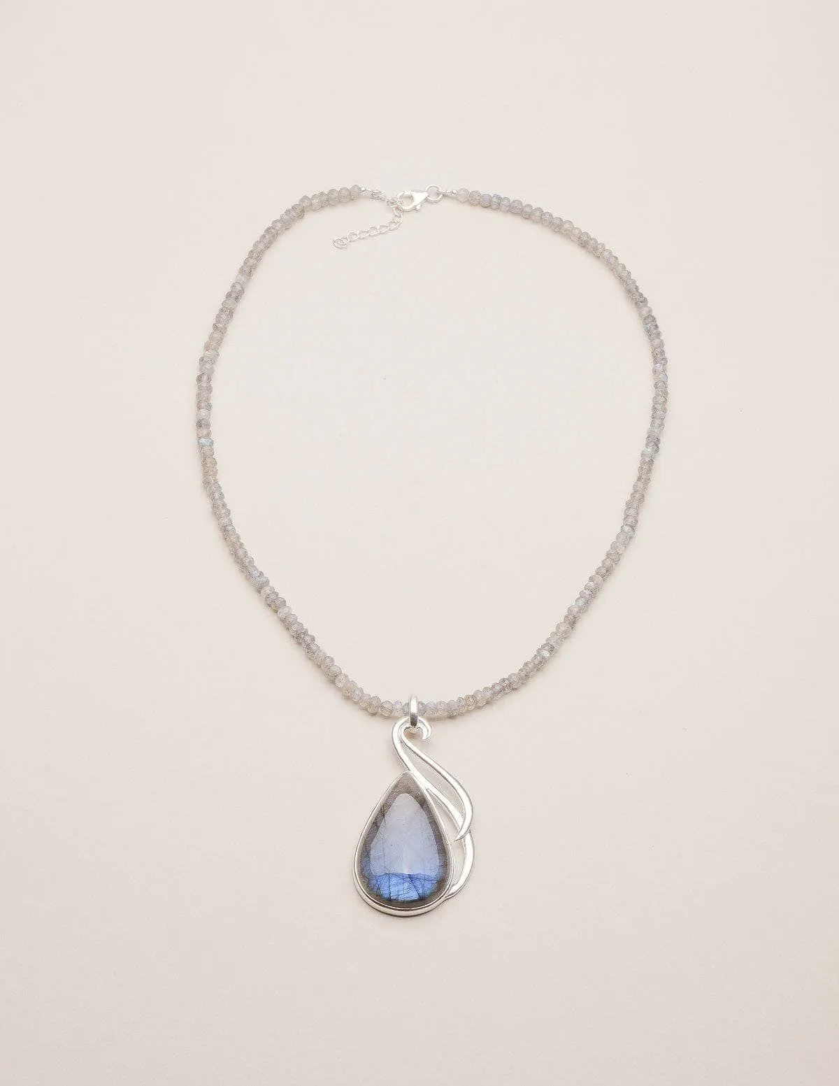 Silver Labradorite Beaded Necklace - One of a Kind